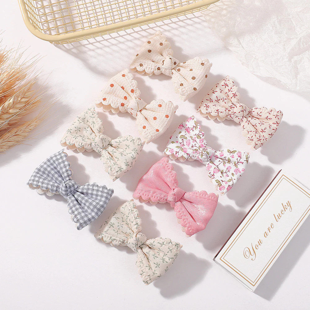 2 ชิ้น/เซ็ตน่ารักผ้าฝ้ายลายสก๊อตดอกไม้พิมพ์โบว์คลิปผมเด็กทารกฤดูร้อน Bowknot Hairgrips Barrettes Headwear อุปกรณ์เสริมผม thumbnail 9