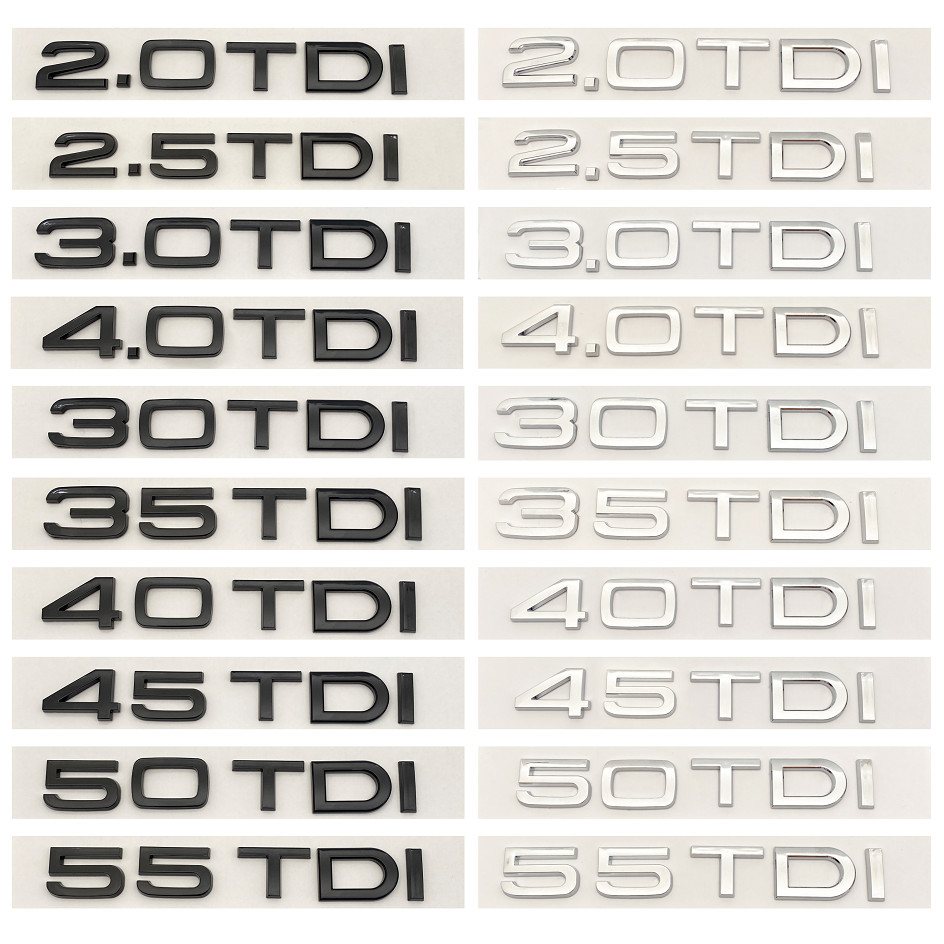 3D ABS ตัวอักษร 2.0TDI 2.5TDI 3.0TDI 35TDI 40TDI 45TDI 50TDI สัญลักษณ์สําหรับ Audi A1 A3 A4 A5 A6 A7
