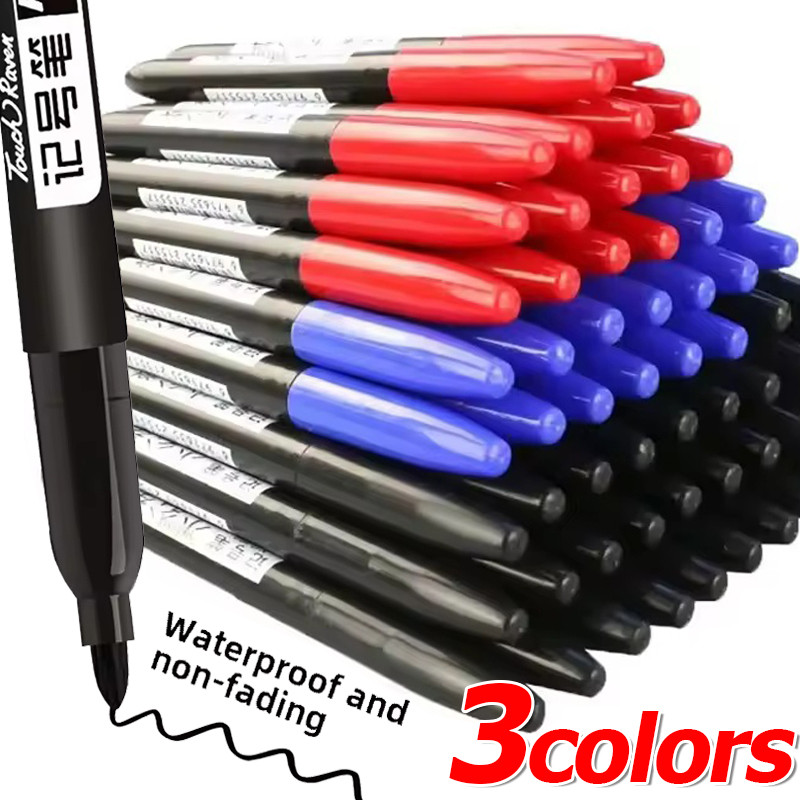 ปากกามาร์กเกอร์ศิลปะถาวรกันน้ํา-ปลายปากกาบาง1.5มม. สีดําสีน้ําเงินหมึกสีแดงเครื่องหมาย-อุปกรณ์การเรียนเครื่องเขียน