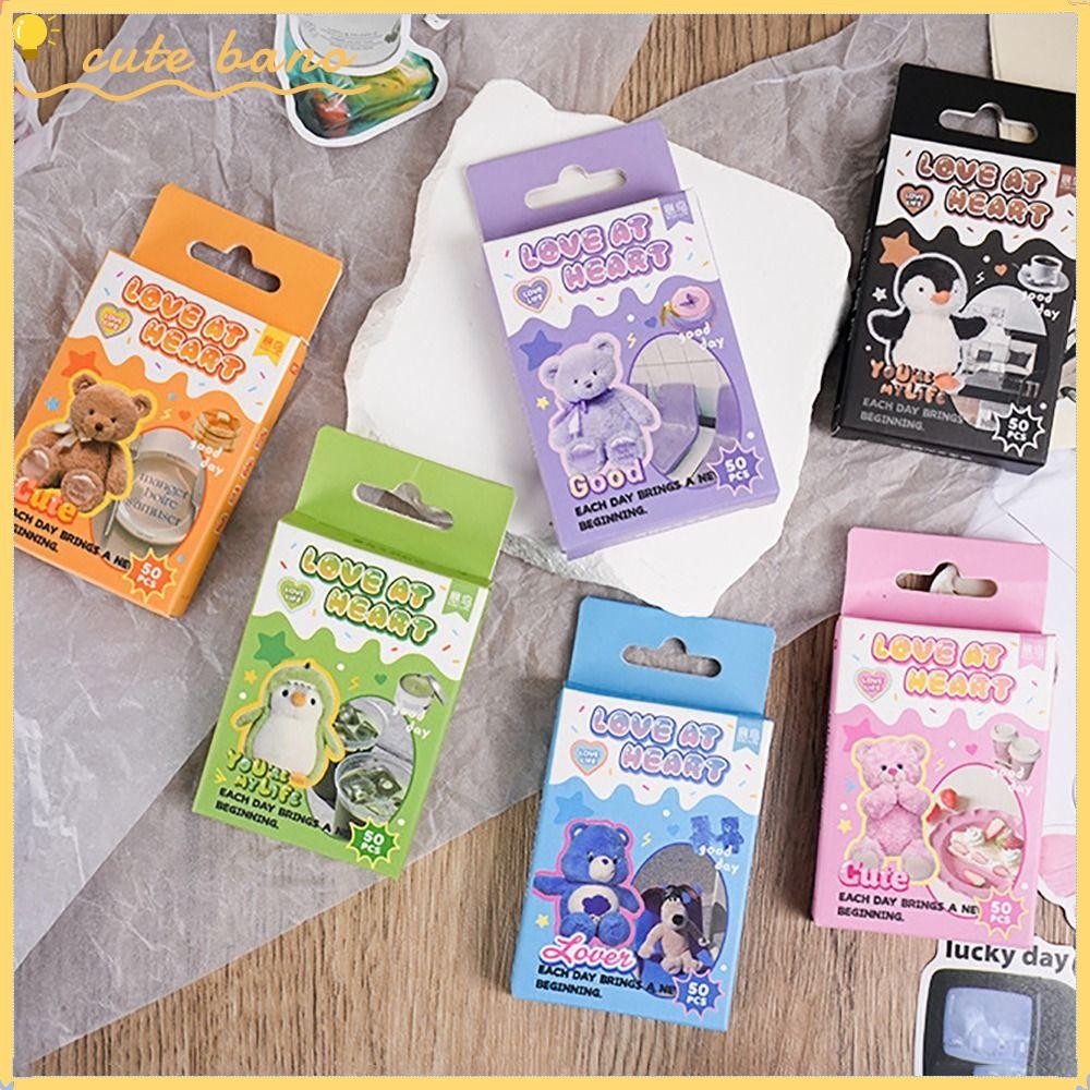 Bano1 50 ชิ้น/แพ็ค Self-Adhesive สติกเกอร์,เครื่องเขียนนักเรียน DIY สติกเกอร์ตกแต่ง,การ์ตูนคู่มือตกแต่ง Scrapbooking Decals