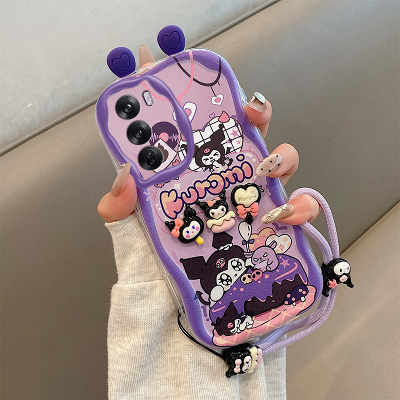 เคส  OPPO Reno 12 5G เคส  Kuromi Cute 3D Ears cream edge Soft Phone เคส  TY-EDNY