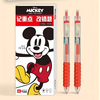 ปากกาเจล ST ของ Disney Mickey Mouse ที่ได้รับอนุญาตอย่างเป็นทางการจาก Lianzhong จำนวน 8 ชิ้น สำหรับนักเรียน ปากกาเจลสีดำและแดงสำหรับฝึกซ้อม