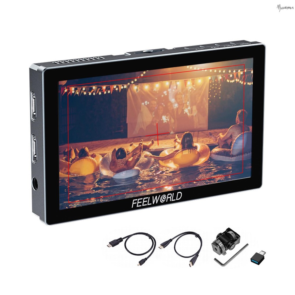 Feelworld P6X 5.5 นิ้วกล้อง DSLR Field monitor อลูมิเนียม Video monitor หน้าจอสัมผัสแผงควบคุม 4K mon