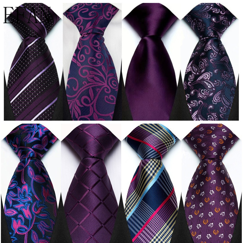 ใหม่ผู้ชาย Tie 8 ซม.เนคไทสําหรับ Man Classic Jacquard ทอลายสก๊อต Stripes Dot สีม่วงคอ Ties Neckwear สําหรับ Man อย่างเป็นทางการงานแต่งงานธุรกิจชุด Gravata Corbatas