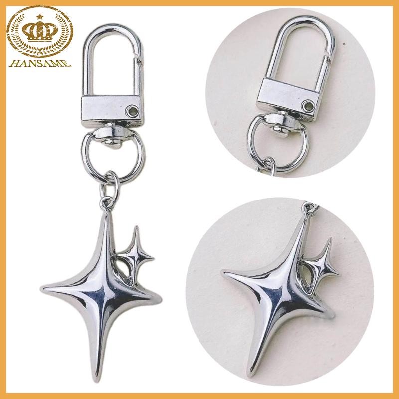 HAN คริสตัล Star Moon พวงกุญแจ Y2K จี้โลหะ Key Chain ผู้หญิงวันหยุดพวงกุญแจรถ