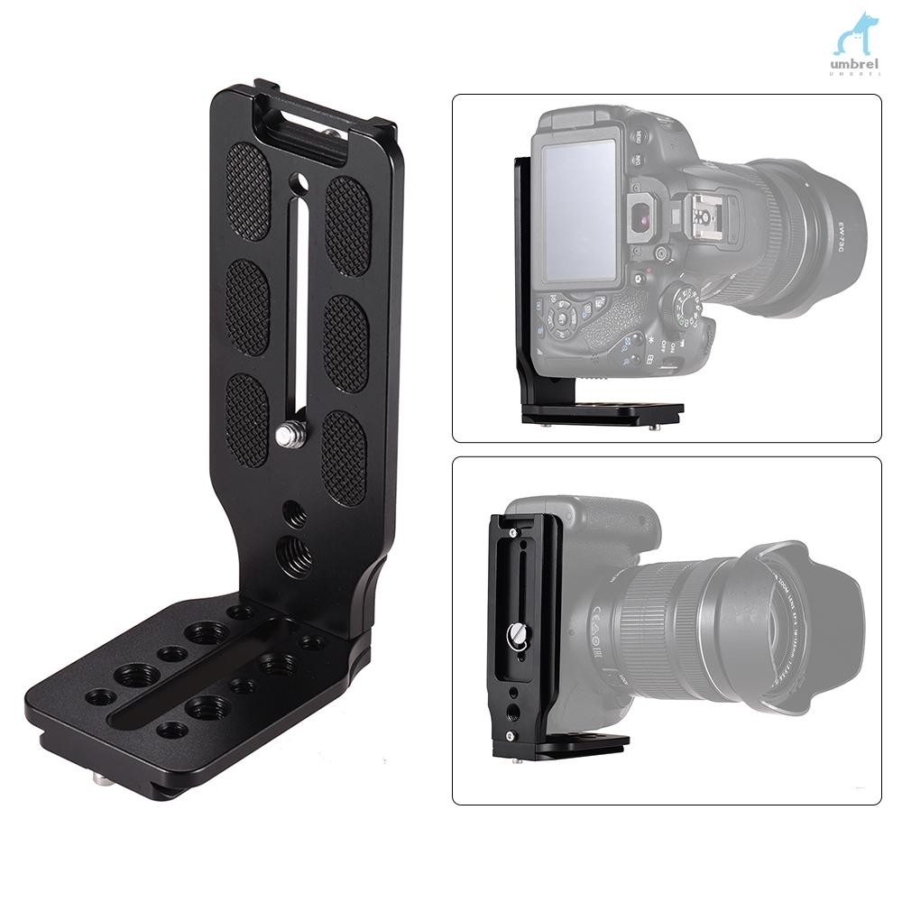 L รูปร่าง QR Quick Release แผ่นแนวตั้งยิงวงเล็บอลูมิเนียม 1/4 นิ้วสกรูสําหรับกล้อง Canon DSLR สําหรั
