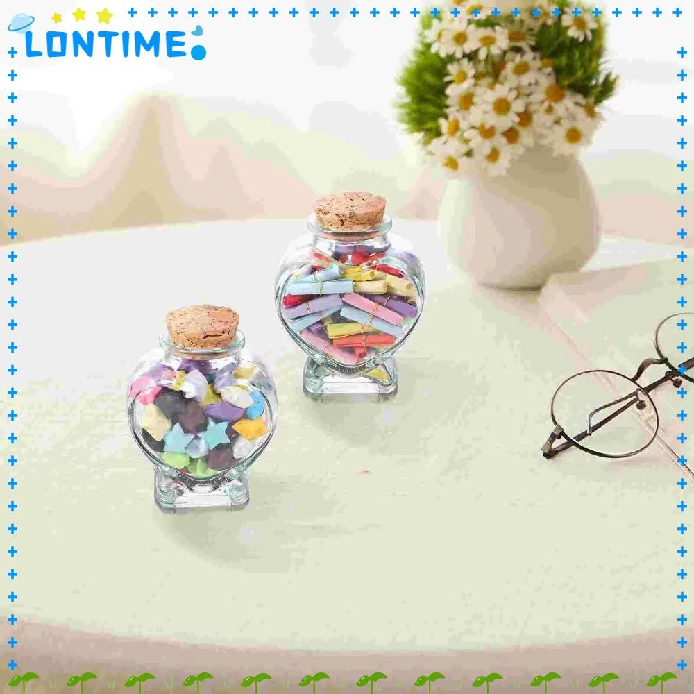 LONTIME Wishing Bottle, Craft Origami Stars Glass Bottle, Fashion Peach Heart Shape Glass Jars for H