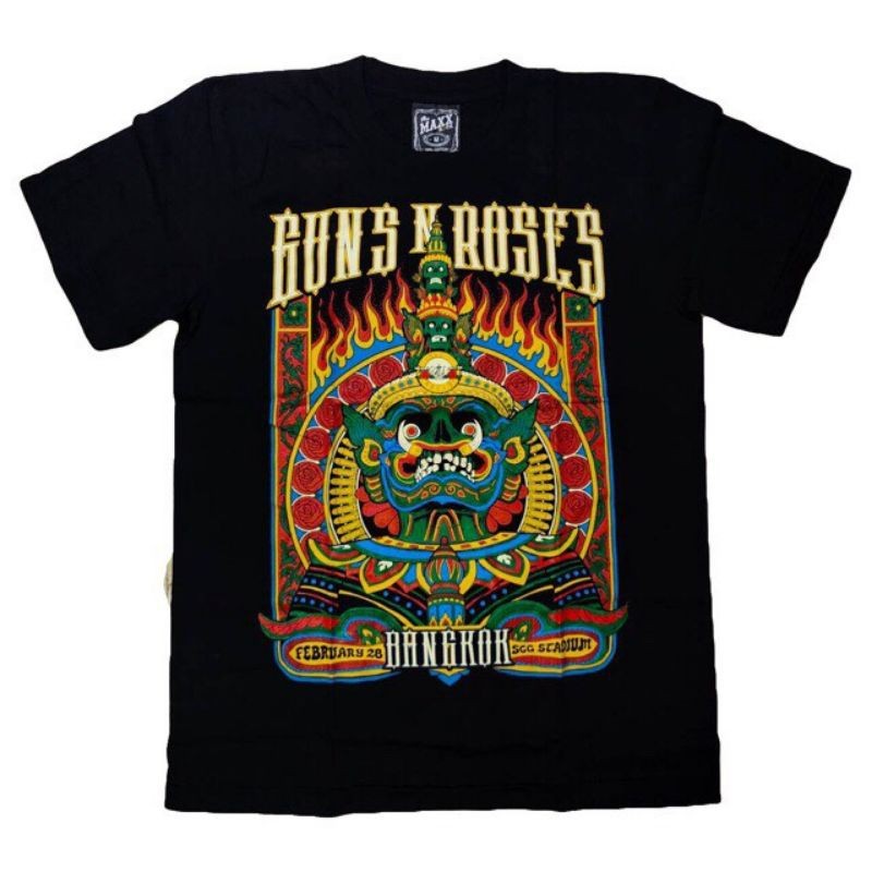 Gun Rose Bangkok Concert Rock Band เสื้อแฟชั่นแขนสั้นผ้าฝ้ายแท้