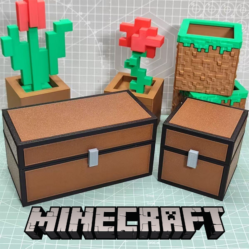 Minecraft Applicable หน้าอกกล่อง 3D การพิมพ์ของเล่น Totem of Undying พวงกุญแจ DIY ภาพยนตร์ Minecraft