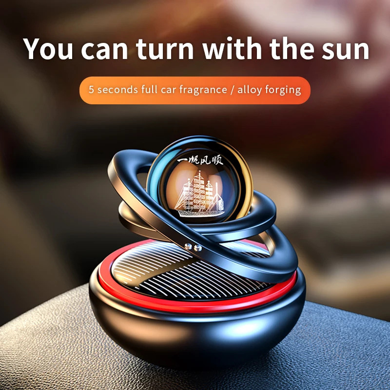 Solar Energy Rotate Car Perfume Aluminium Alloy Interplanetary Suspension Car Perfume Accessories Ca