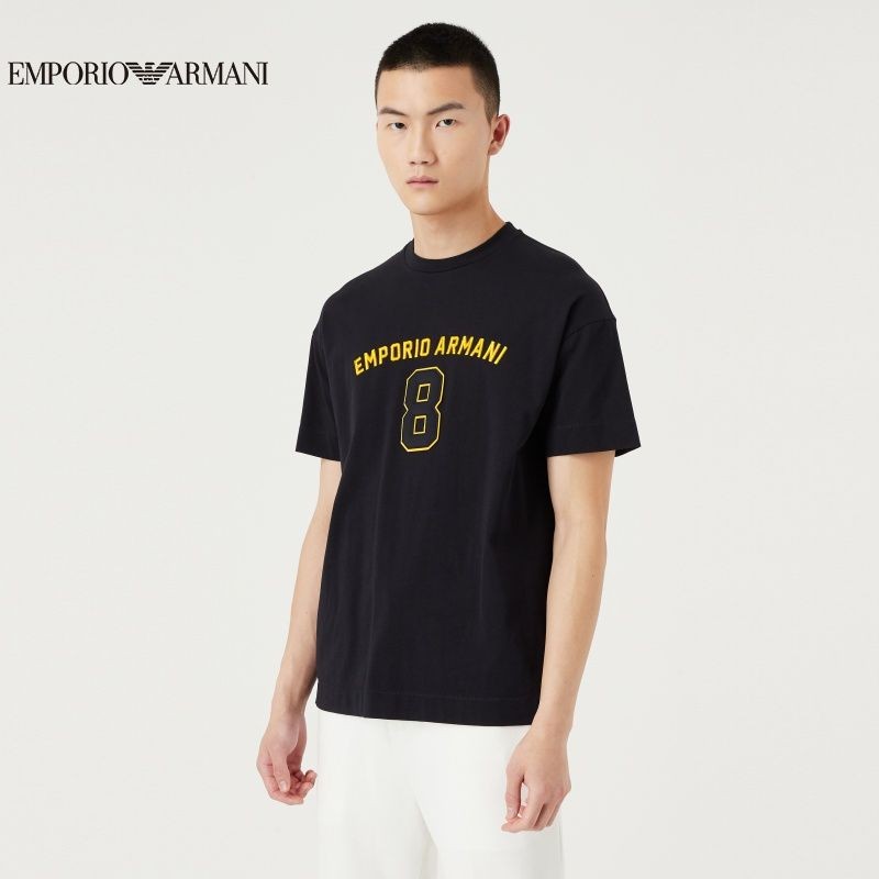EMPORIO ARMANI/ARMANI Autumn Mens Casual Letter logo เสื้อยืดคอกลมแขนสั้น (ขนาดใหญ่) ราคา ถูกที่สุด ดีลบีเคเค แกลเลอรีภาพที่ 2