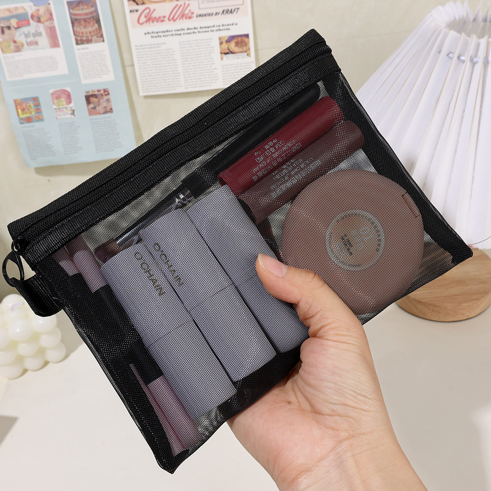 3ขนาดไนล่อนตาข่ายความงามแต่งหน้ากระเป๋าที่มีซิปอุปกรณ์แปรง-อเนกประสงค์ผู้ชายผู้หญิงอุปกรณ์อาบน้ํา - รูปที่ 4