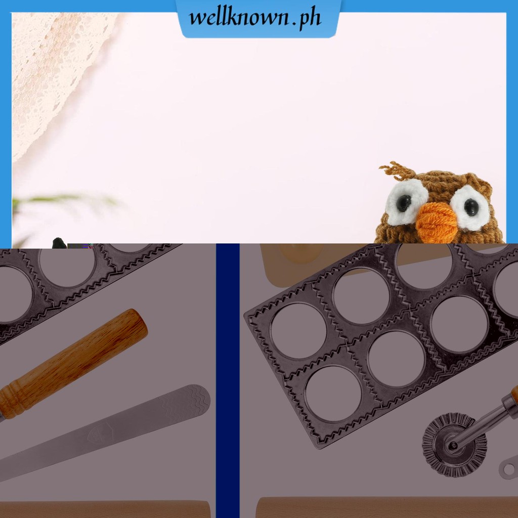 Ravioli แม่พิมพ์ชุด Multifuncional Ravioli Maker ไม้ Rolling Pin Pastry Cutter ล้อและช้อนบรรจุ SHOPS