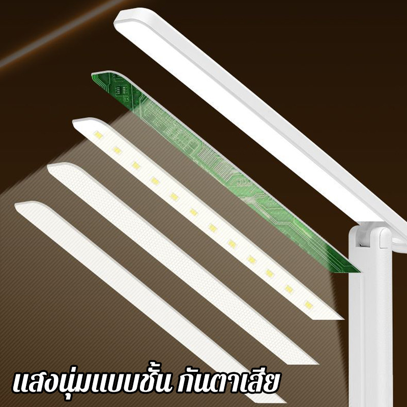 โคมไฟตั้งโต๊ะ LED ปรับอุณหภูมิสี 3 ระดับ ปรับความสว่างแบบไร้ระดับ ใช้ได้ทั้งอ่านหนังสือ ทำงาน - รูปที่ 6