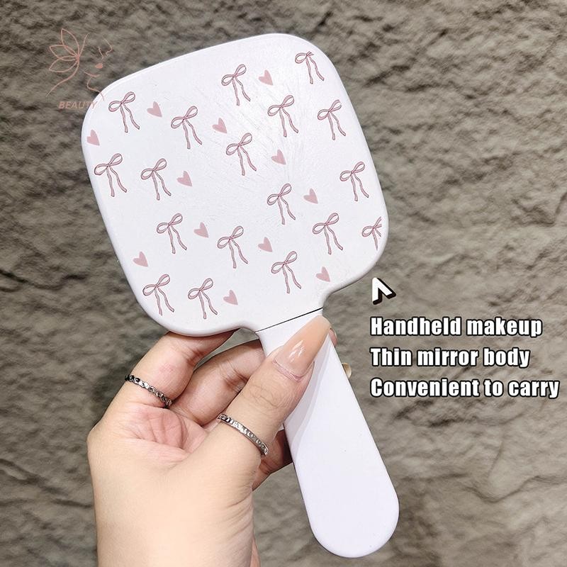 [เมย์บิวตี้] โบว์แบบพกพาน่ารักสีชมพูกระจกหวีมือถือกระจกหวีสกัดแบบบูรณาการแปรงผมนวดเครื่องมือจัดแต่งทรงผมทําให้กระจก {ไทย} - รูปที่ 5