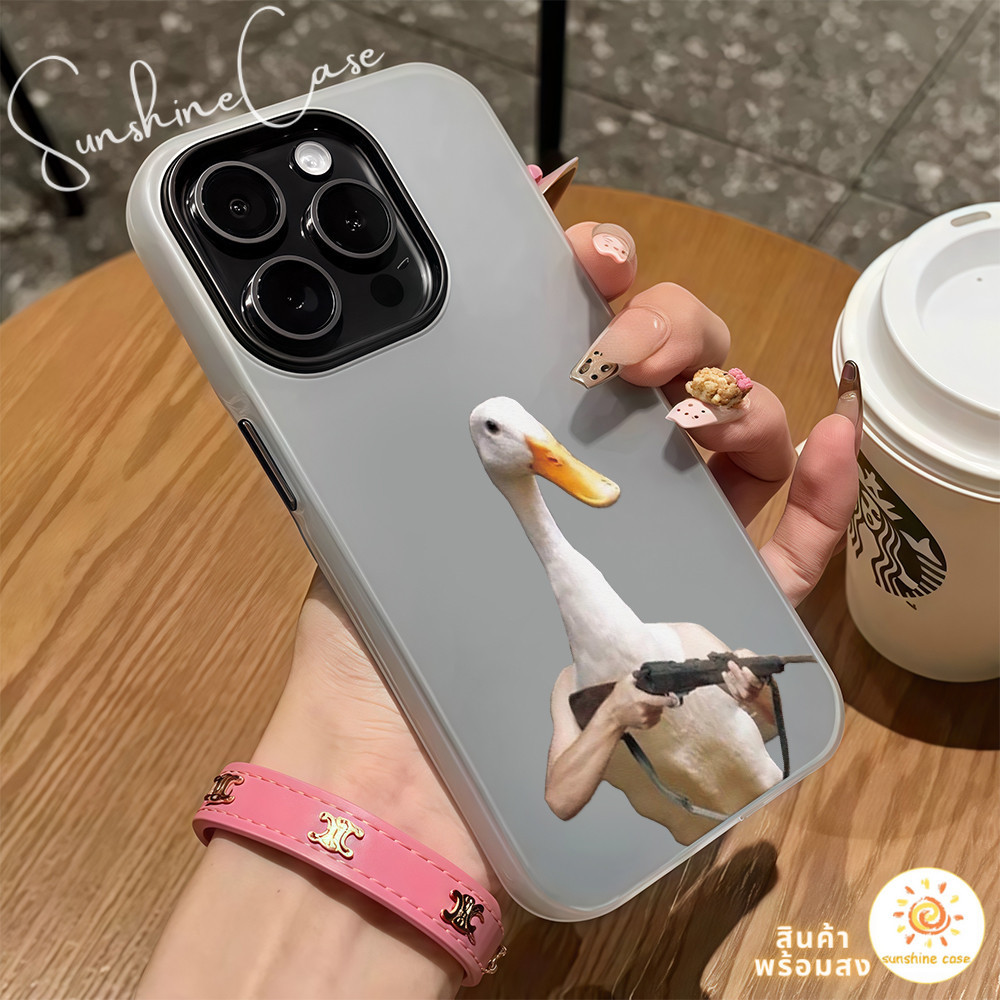 สต๊อกไทย เคสโทรศัพท์มือถือเยลลี่ เคสแบบสองขั้น รูปเป็ดตลก For IPhone16 15 14 13 12 11 6 7 8 plus Pro