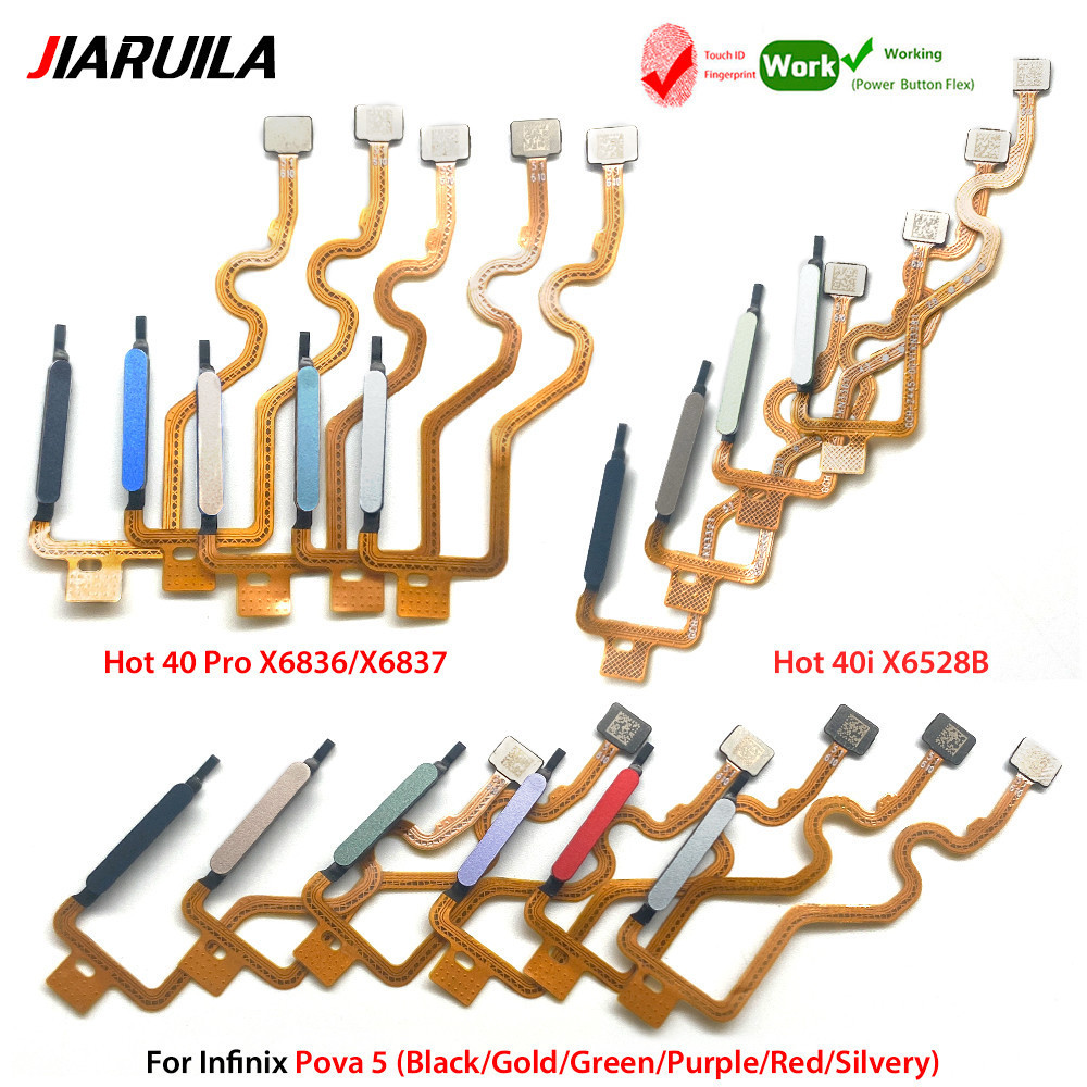 เครื่องสแกนลายนิ้วมือสําหรับ Infinix Hot 40i Hot 40 Pro X6836 X6837 X6528B Pova 5 ลายนิ้วมือ Touch ID ปุ่ม home Flex สาย