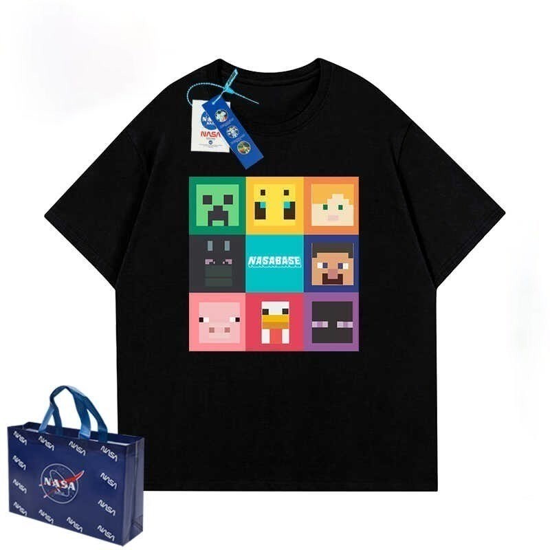 (จัดส่งตลอด 24 ชั่วโมง)Minecraft T-shirt เสื้อยืดเด็กชายเสื้อยืดแขนสั้น 2024 ปีใหม่เสื้อผ้าฝ้าย และรูปหล่อ