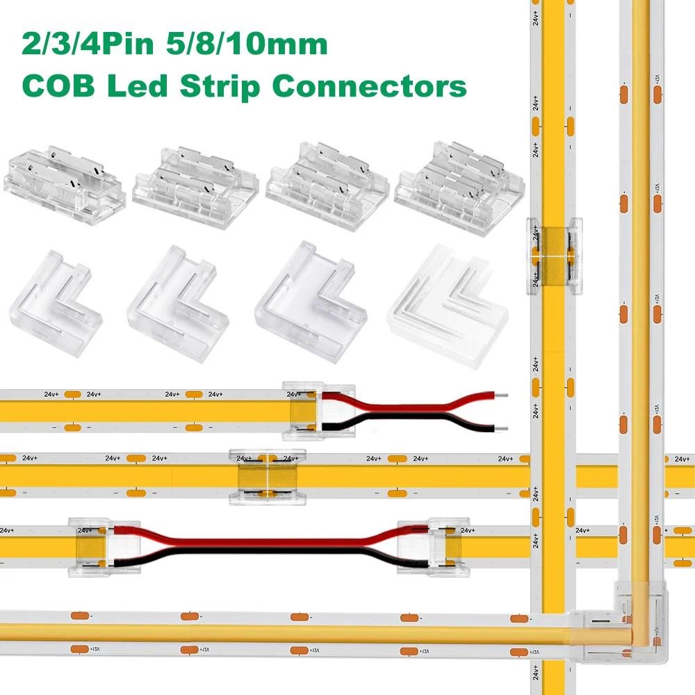 5pcs 2pin 3pin 4pin COB ไฟ Led Strip ขั้วต่อสายไฟ 5 มม./8 มม./10 มม.Solderless COB RGB CCT Led Strip To Strip ลวด Led Connectors