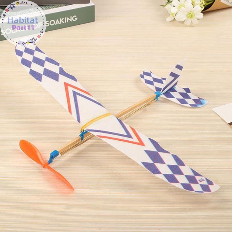 HabitatPort ยางรัดยืดหยุ่นขับเคลื่อนเครื่องบินเครื่องร่อน Flying Plane เครื่องบิน DIY เด็ก th - รูปที่ 2