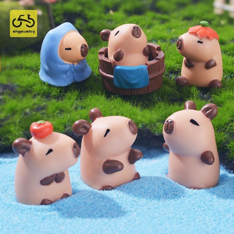 [Shgoushiy] Capybara จําลองสัตว์รุ่น Mini Capybara ตัวเลขการกระทําหุ่นตกแต่งบ้านเด็กของขวัญ DIY Micro ภูมิทัศน์เครื่องประดับ TH