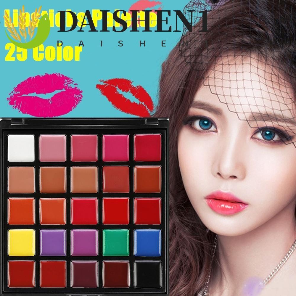 Daishen1 พาเลทลิปสติก 25 สีนู้ด แวววาว กันน้ํา สีม่วง สําหรับแต่งหน้า