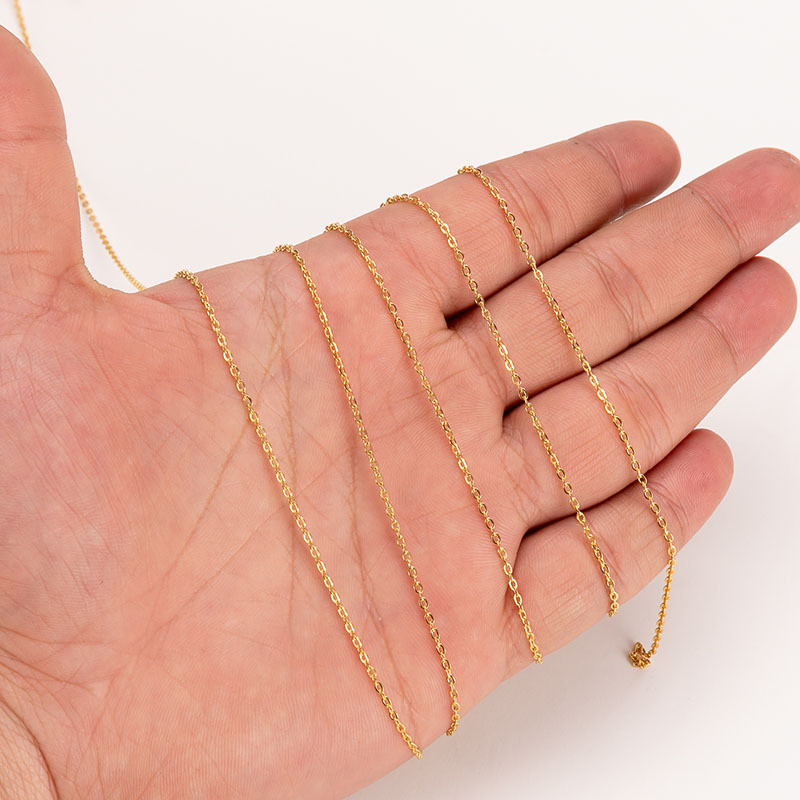 สี-รักษาไทเทเนียมเหล็กลวดแบน o-Chain แบนเชื่อม Cross Chain ทองแท้ไฟฟ้า diy สร้อยข้อมือสร้อยคอ Semi-Cheng โซ่