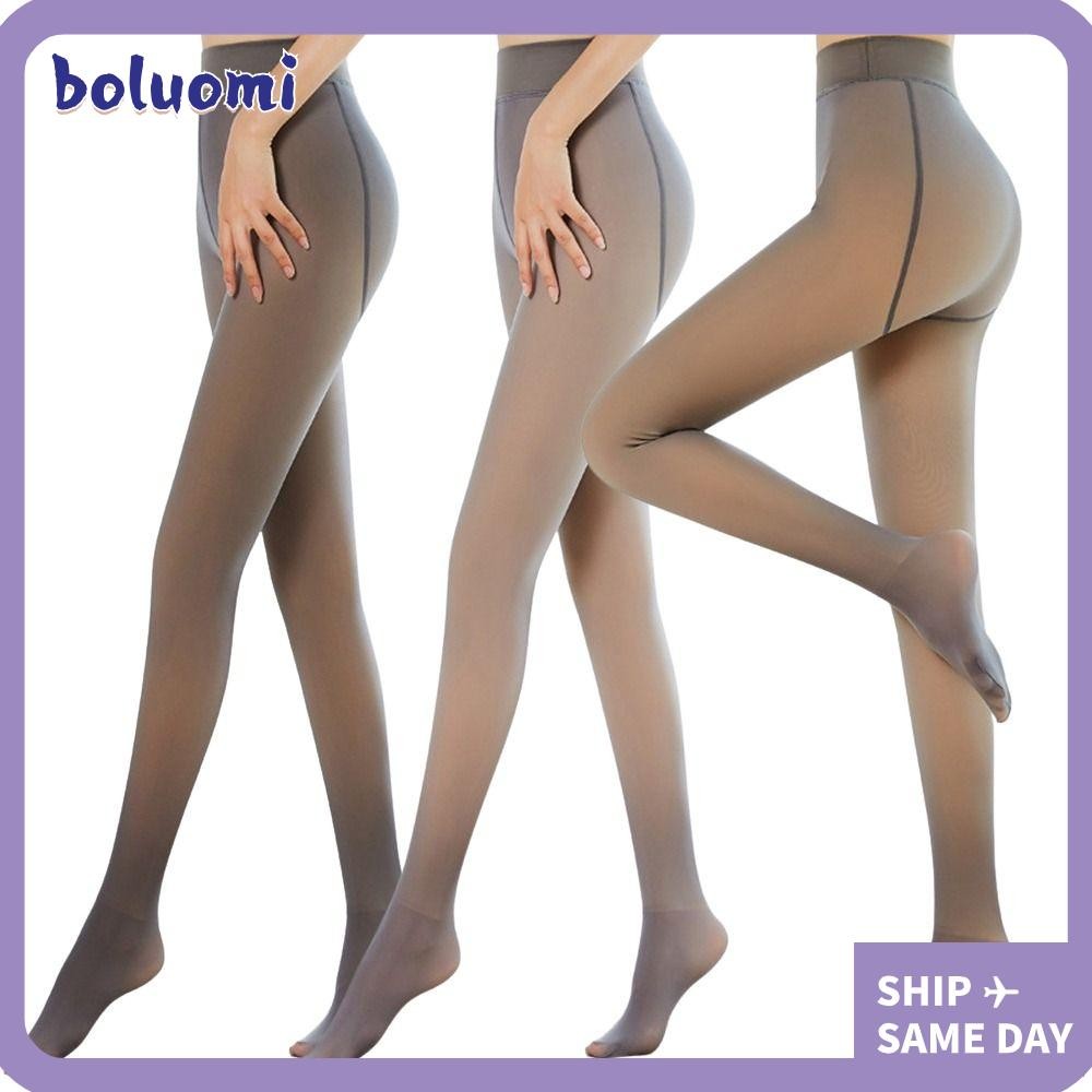 Bolumi Tights ถุงน่องถุงน่องความร้อน Pantyhose Tights สุภาพสตรีสีดํา/สีเทา/กาแฟปลอมโปร่งแสง