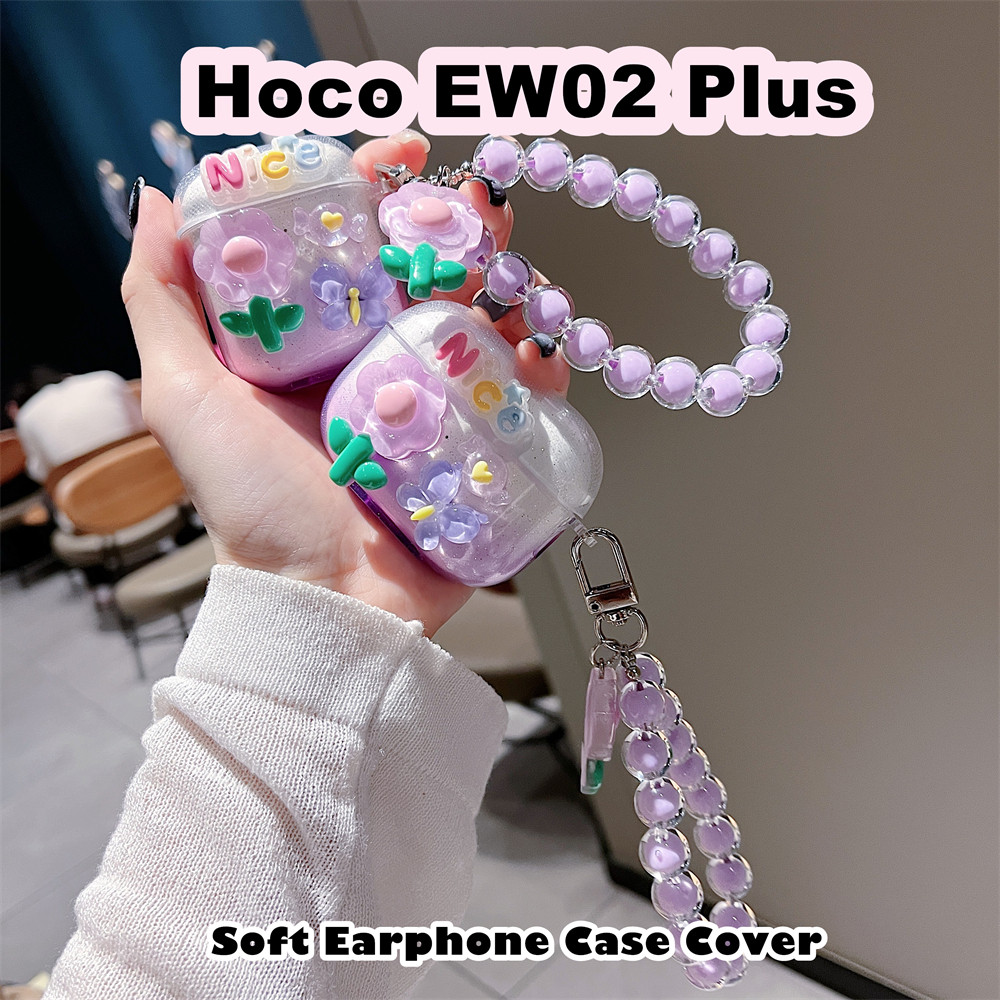 จัดหาโดยตรงสําหรับ Hoco EW02 Plus Case DIY แฟชั่นดอกไม้ซิลิโคนอ่อนนุ่มหูฟังกรณีปลอกฝาครอบ