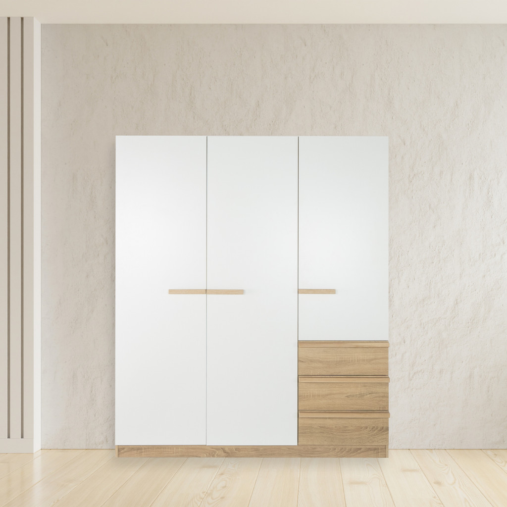 Koncept Furniture ตู้เสื้อผ้าบานเปิด 150 ซม. รุ่น Hanz สีไม้อ่อน (150x60x180 ซม.)  แบรนด์ KONCEPT FURNITURE