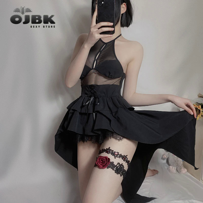 MnSexy Gothic Lolita Cosplay Costumes Japanese Anime Demon Dark Character Outfit Dovetail Skirt For 