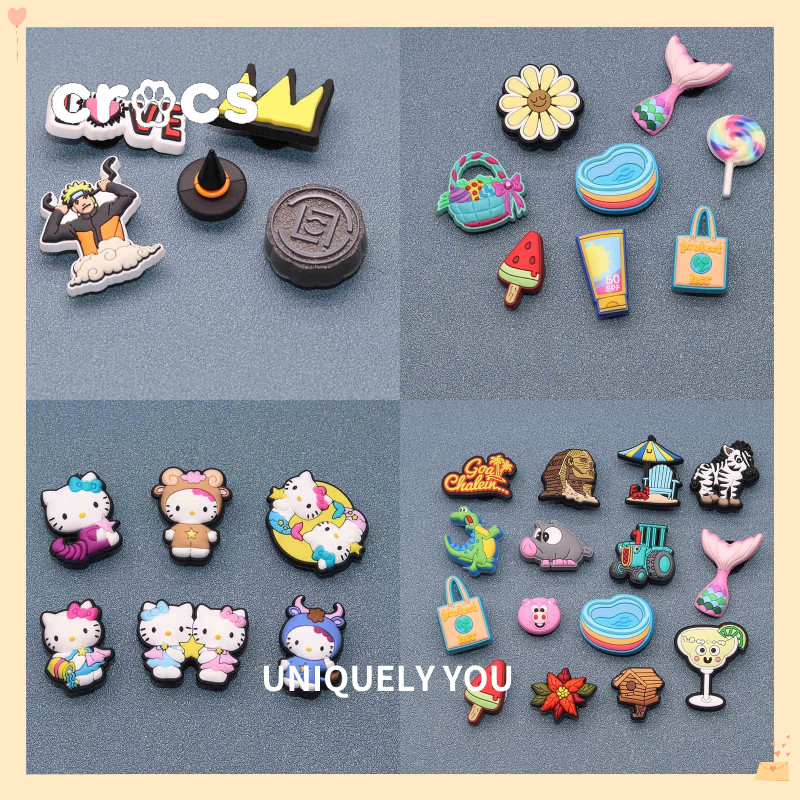 Crocs Jibbitz Constellation Kitty รองเท้าหัวเข็มขัดการ์ตูนสัตว์รองเท้าดอกไม้ charm Crocs Naruto hole รองเท้าอุปกรณ์เสริม