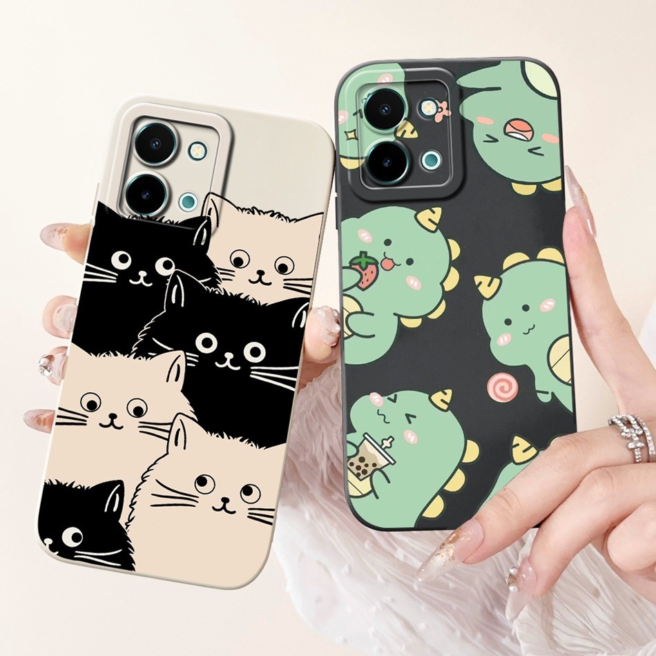 Vivo Y28 4G น่ารักนักบินอวกาศแมวไดโนเสาร์การ์ตูนซิลิโคนอ่อนนุ่ม Jelly Case Vivo Y28 4G V2352 เลนส์ป้องกันเคสโทรศัพท์