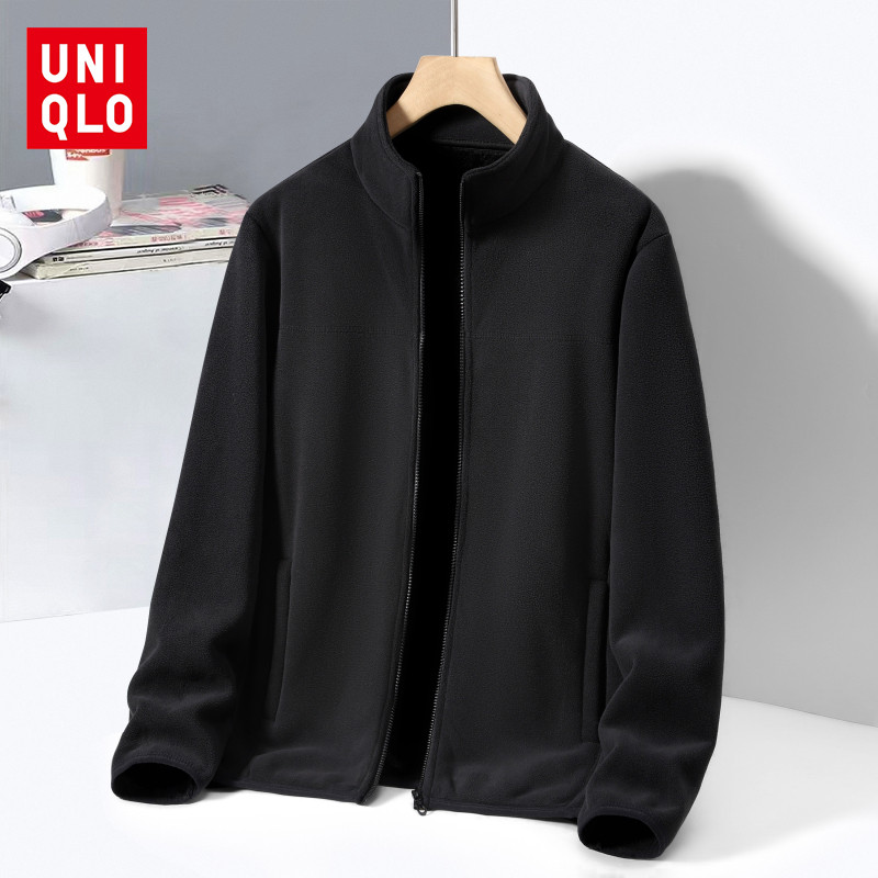 UNIQLO ยูนิโคล่ เสื้อแจ็คเก็ตขนแกะขั้วโลกผู้ชายขนแกะที่อบอุ่นซิปแจ็คเก็ตเสื้อกันหนาวแขนยาวแจ็คเก็ต