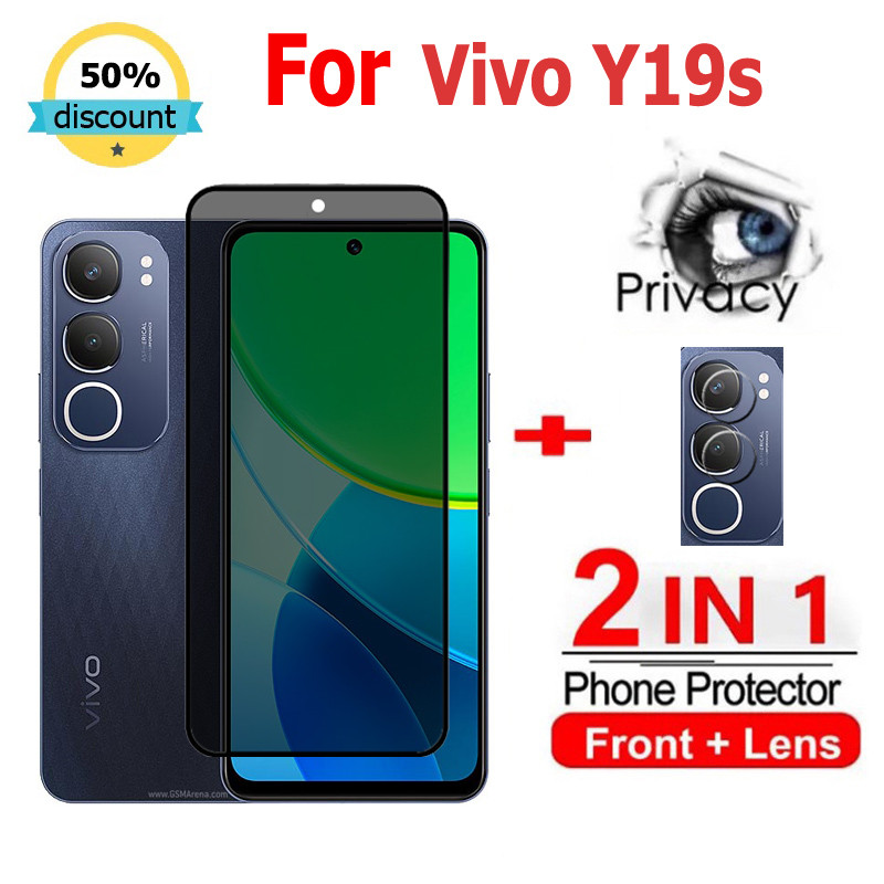 2 in 1 ฟิล์ม Vivo Y19s ฟิล์มกระจกนิรภัยกันรอยหน้าจอ กันแอบมอง เพื่อความเป็นส่วนตัว สําหรับ Vivo Y100 V30e V40 Lite V29e V30 V27 V29 Y28 Y27S V27e Y03T Y38 Y78 Y22s Y19s Y27S Y27 Pro 5G ฟิล์มกันรอย ฟิล์มกล้อง