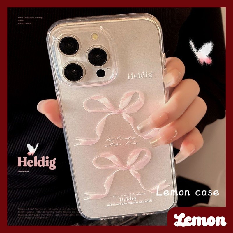 โบว์สีชมพูหวานเคสโทรศัพท์ป้องกันกรณีนุ่มสําหรับiphoneกรณี 15 15promax 14promax 13pro 13promax 11 11pro 12promax XR 7p 8plus