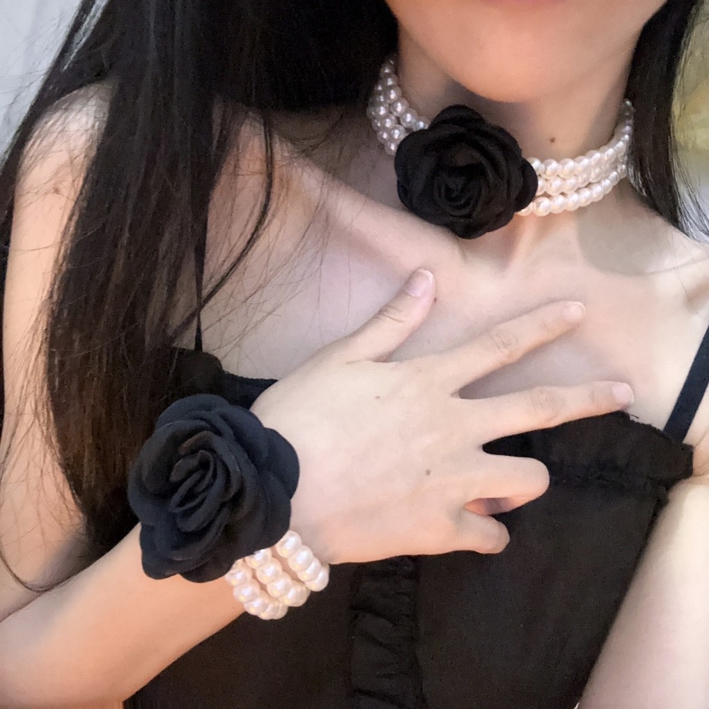 Pure Desire Rose ดอกไม้มุกสร้อยคอหลายชั้นผู้หญิงหรูหรา High-End choker Clavicle Chain Collar สร้อยคอสายคล้องคอ