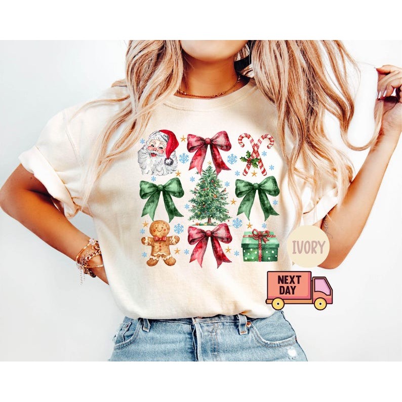 Comfort colors Christmas shirt, Coquette Christmas shirt, Coquette Bow T-shirt, Christmas Trending W