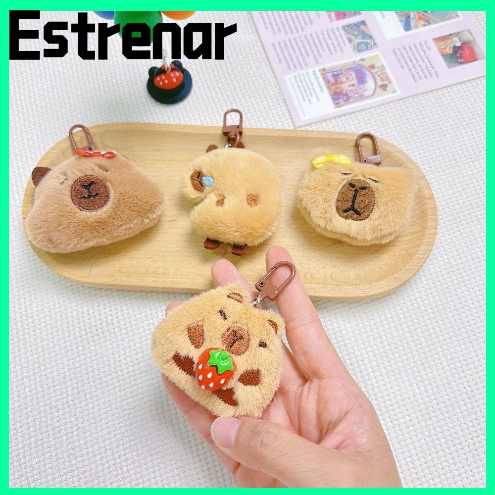 Estrenar พวงกุญแจตุ๊กตา Capybara, กระเป๋านักเรียนอุปกรณ์เสริมของขวัญจี้ตุ๊กตา Capybara, ตุ๊กตาของเล่นพวงกุญแจรถการ์ตูน