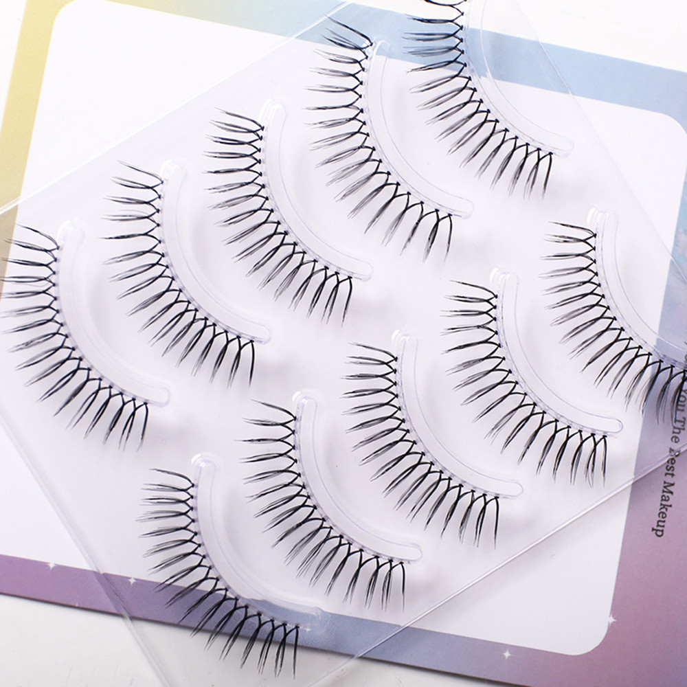 ธรรมชาติ Wispy Lash Extension U-รูปโปร่งใส Stem Eyelashes 5 คู่ปลอมความงามเครื่องสําอางReusable Comic Eyeแต่งหน้าเกาหลี - รูปที่ 2