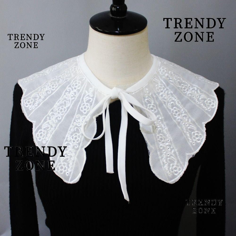 Trendyzone ปลอกคอปลอม, ผู้หญิงเกาหลีตกแต่งคอ, ที่ถอดออกได้กลวงเสื้อคอปกปลอมอุปกรณ์เสริม