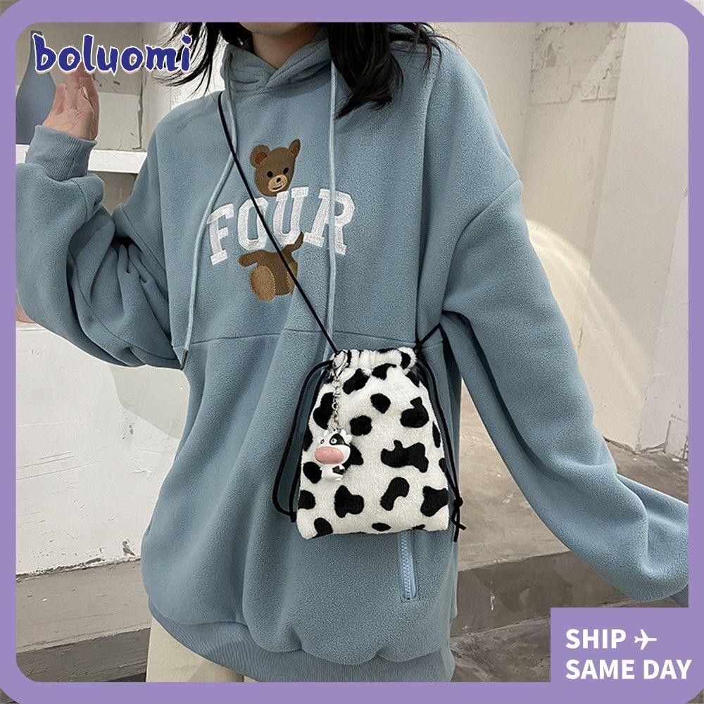 Boluomi Crossbody Bag Winter Mini Small Pouch Women Girl Plush