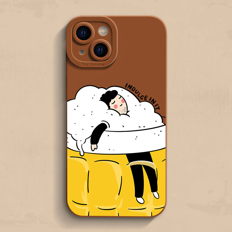 Creative Niche Beer Boy Matte ทาสี Drop ทนเคสโทรศัพท์ IPhone สําหรับ 11/12/13Pro 7/8 Plus XSMAX IPhone14/15Promax 16 X/xs XR
