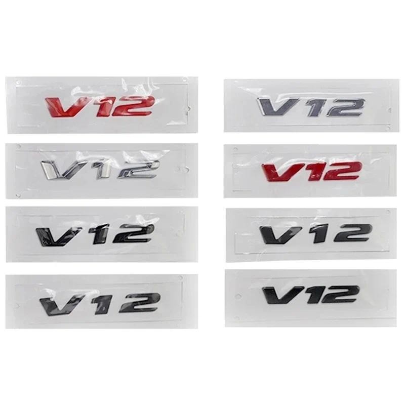 3d Chrome สีดํา V12 โลโก้ตัวอักษรรถ Fender Emblem สําหรับ Mercedes Benz Coil W220 CL 500 CL600 S600 V12 ป้ายสติกเกอร์อุปกรณ์เสริม