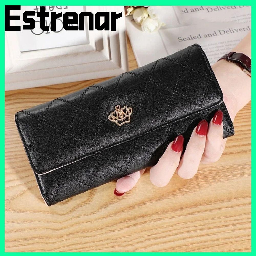 กระเป๋าสตางค์ผู้หญิง ESTRENAR กระเป๋าทรงยาวลายสก๊อต Hasp กระเป๋าสตางค์ PU แบบพกพา Girls