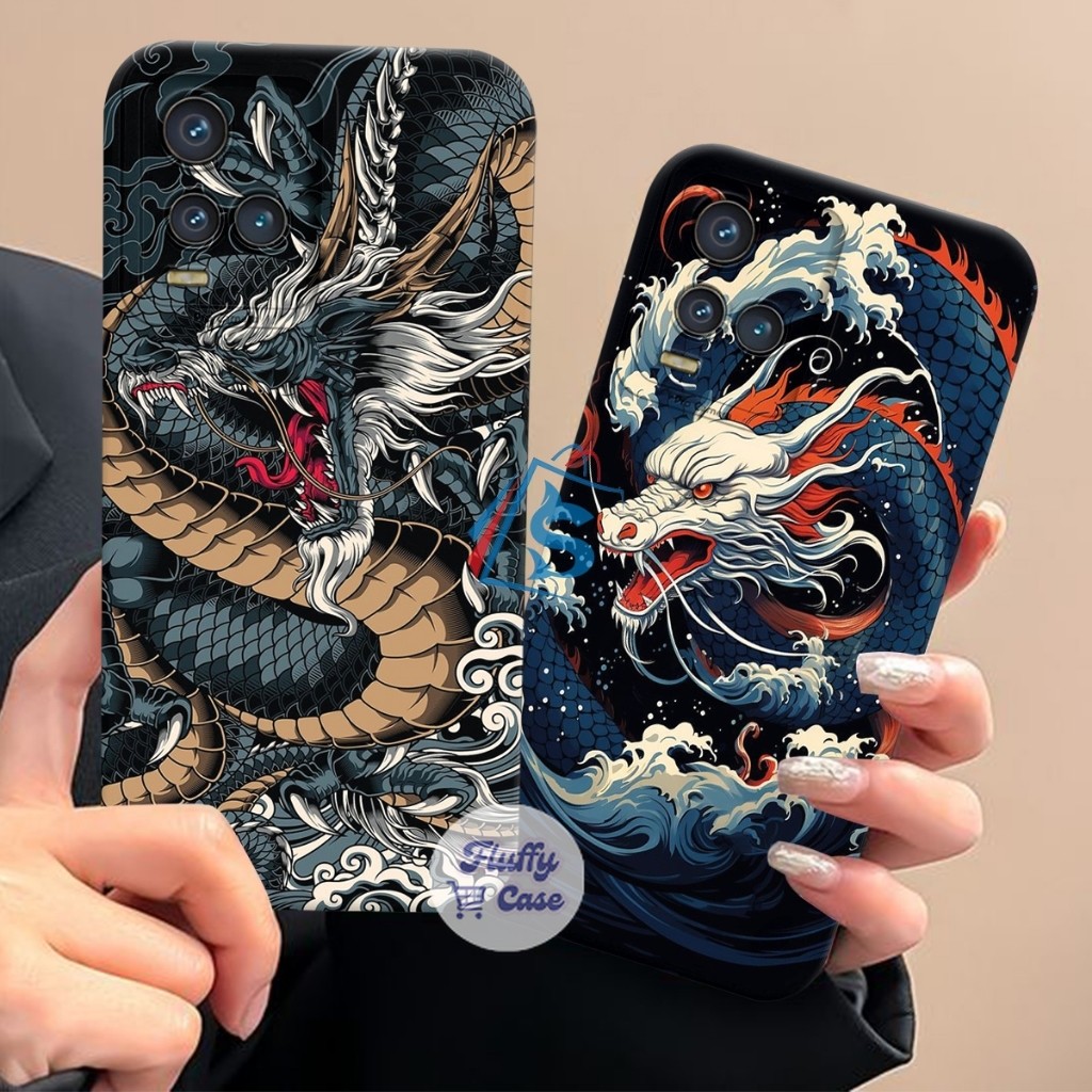 HP [FLUFFYCASE] Softcase Prokamera VIVO Y21/Y21A/Y21S/Y33S/Y33T full Color Dragon Motif Modern Aesth