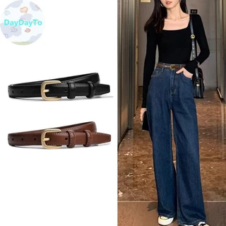 DayDayTo เข็มขัดหนังสําหรับผู้หญิงหัวเข็มขัดโลหะสายรัดเอว Causal Simple หญิงกางเกงยีนส์ชุดกางเกงตกแต่งเข็มขัดของขวัญ TH