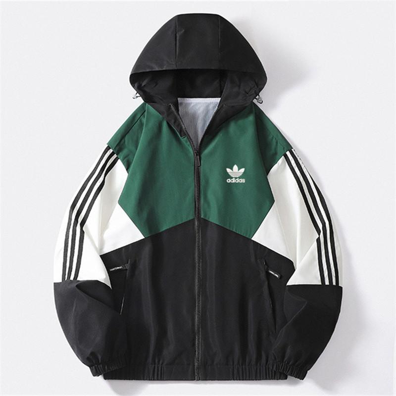 ADIDAS ปักโลโก้ อาดิดาส คู่เดิมเสื้อกันลมคลุมด้วยผ้าเสื้อกันลมแจ็คเก็ตธรรมดาแจ็คเก็ตกลางแจ้ง