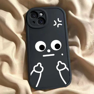 🔥COD🔥ใช้ได้กับ iPhone 11 13 12 14 15 Pro MAX 6 7 8 14 15 Plus XR XSMAX SE เคสป้องกันการ์ตูนเรียบง่ายสีหน้าตลก