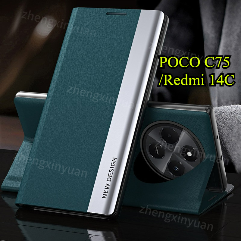 กรณีพลิกสําหรับ Xiaomi Poco C75 Redmi 14C 4G 5G 2024 กระเป๋าสตางค์สําหรับ PocoC75 C 75 Redmi14C วงเล